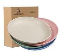 Greentainer Set di 4 piatti piani da 22,3 cm, in polipropilene, moderni e sani, piatti per pizza, piatti da torta, indistruttibili per insalata, dessert, colazione, forno a microonde e lavastoviglie,