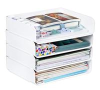 Greentainer Vassoi di carta trasparenti impilabili - Rack da scrivania per cartelle da scrivania, vassoio per lettere, vassoio accessori per desktop, porta carta A4, forniture, riviste, documenti,