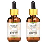 Greenwood Essential Olio di cocco puro (Cocos nucifera) con contagocce in vetro pressato a freddo, 100 ml x 2