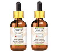 Greenwood Essential Pure Apricot Kernel Oil (Prunus Armeniaca) with Glass Dropper 100% Natural Therapeutic Grade for Hair & Skin (Pack of Two)100ml X 2 (6,76 once)
