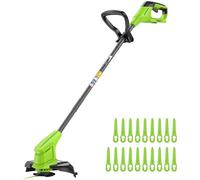Greenworks 24V Tagliabordi a batteria da per giardini di piccole e medie dimensioni, larghezza di taglio di 25 cm, include 20 lame in plastica SENZA Batteria e Caricabatterie