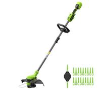 Greenworks 24V Tagliabordi a batteria, larghezza di taglio 33 cm, testa del motore rotante e inclinabile di 90°, con bobina di cavo e 20 lame in plastica, senza batteria né caricabatterie