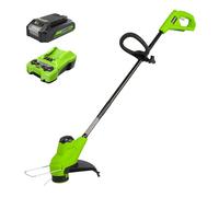 Greenworks 24V Tagliabordi a Batteria per Giardini Piccoli e Medi, Ampiezza di Taglio 25cm, Filo di Nylon da 1,65mm con Autofeed, Batteria 24V 2Ah e Caricabatterie, Garanzia 3 Anni G24LT25K2