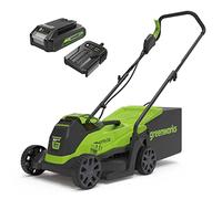 Greenworks 24V Tagliaerba a Batteria con Motore Brushless per Piccoli Prati Fino a 140m², Ampiezza di Taglio 33cm, Sacca da 30L CON Batteria da 24V 2Ah & Caricabatterie, Garanzia 3 Anni-GD24LM33K2