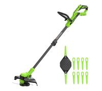 Greenworks 24V Tagliaseta Brushless Gen2 2-in-1 per giardini piccoli e medi, larghezza di taglio di 30 cm, include 10 lame di plastica senza batteria e caricabatterie, Verde ST3002