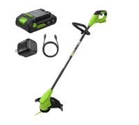 Greenworks 24V Tagliaseta Brushless Gen2 (25 cm) - Altezza regolabile, per giardini piccoli/medi, 20 lame plastiche, batteria 2,0 Ah e caricabatterie - ST2502