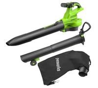 Greenworks 40V Aspiratore Soffiatore a Batteria per Foglie, con Motore Brushless, 370 km/h, 14.17 m³/min, Sacco di Raccolta da 45L, SENZA Batteria e Caricabatterie, Garanzia 3 Anni GD40BVII