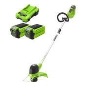 Greenworks 40V Tagliabordi a Batteria per Giardini Medi, Altezza Regolabile, Ampiezza Taglio 30cm, Filo di Nylon da 1,65mm con Autofeed, 2x Batterie da 40V 2Ah e Caricabatterie G40LTK2X