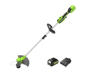 Greenworks 40V Tagliabordi con Ruota a Batteria per Giardini Piccoli e Medi, Ampiezza di Taglio 33cm, Filo di Nylon da 1,65mm con Autofeed, Batteria 40V 2Ah e Caricabatterie, Garanzia 3 Anni G40LT33K2