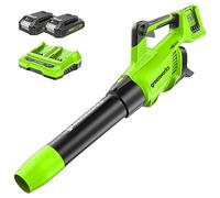 Greenworks 48V (2 x 24V) Soffiatore Cordless, Velocità dell'aria 193 KM/H, Volume dell'aria 900 M³/H, Velocità Variabile (con 2 x 2 Ah Batterie e Caricatore)