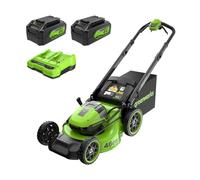 Greenworks 48V (24V x 2) Tagliaerba Semovente a Batteria, Ampiezza di taglio 46cm, Tagliaerba Elettrico Batteria CON Due Batterie 4Ah e Caricabatterie Doppio MO48L424-01