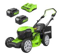 Greenworks 48V (2x24V) Tagliaerba Semovente a Batteria per Prati Fino a 480m², Ampiezza di taglio 46cm, CON Due Batterie 4Ah e Caricabatterie Doppio GD24X2LM46SPK4X