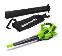 Greenworks 48V(2x24V) Aspirafoglie Soffiatore a Batteria con Tracolla, Motore Brushless, 322km/h, 9m³/min, Sacco di Raccolta da 45L, SENZA Batterie e Caricabatterie, Garanzia 3 Anni GD24X2BV