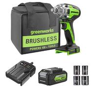 GreenWorks Avvitatore ad Impulsi, Brushless 400 Nm Avvitatori a Massa Battente da 24 V, Mandrino 1/2", con batteria da 4 Ah e caricatore