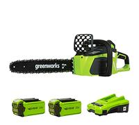Greenworks Batteria Motosega a Catena GD40CS40K2x (Li-Ion 40V, 11 m/s Velocità della Catena, 40 cm Lunghezza Sciabola, 180 ml Volume del Serbatoio dell'Olio, Incluso 2x 2Ah Batteria e Caricabatterie)