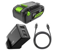 Greenworks Batteria USB-C ad alta potenza da 24 V 4 Ah e caricabatterie USB-C da 65 W e cavo da 100 W, batteria agli ioni di litio adatta per tutti i dispositivi 200+ Greenworks 24 V, garanzia di 2