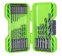 Greenworks Bit di avvitamento per trapano HSS 135° con punta divisa (set completo da 21 bit ossido nero da 1,5mm a 10mm adatti a tutti i trapani e avvitatori a batteria)