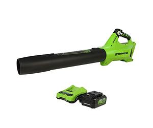 Greenworks BL24L410 - Soffiatore assiale senza spazzola da 24 V (110 MPH / 450 CFM), batteria USB 4 Ah e caricabatterie inclusi