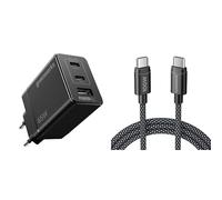 Greenworks Caricatore USB C rapido 65W Pod a 3 Porte PPS-AP065EA + 100W 1M Cavo Type C PD 2.0, Compatibile con MacBook Pro/Air, iPad Pro, Galaxy S24/23, iPhone, Pixel e altro ancora, Garanzia 3 Anni