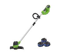 Greenworks Decespugliatore a Batteria G40LT Li-Ion 40 V, 30 cm, 7000 RPM, Manubrio Alluminio Flowerguard senza Batteria/Caricatore + Bobina di Filo per Decespugliatore 40 V, 3 Pezzi Doppia 1.60 mm