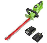 Greenworks G24HT56K2 Tagliasiepi a Batteria, Lame a Doppia Azione da 56cm, Taglia Rami e Steli Fino a 18mm di Spessore, 3000spm, Batteria 24V 2Ah e Caricabatterie, Garanzia 3 Anni