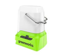 Greenworks G24LA500 Lanterna a Batteria e Luce da Campeggio con Gancio da Appendere, 500 Lumen, 3 Impostazioni di Luminosità, Prese USB e Tipo C, SENZA Batteria 24V e Caricabatterie, Garanzia 3 Anni