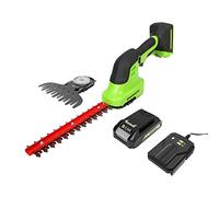 Greenworks G24SHTK2 Decespugliatore e Tagliaerba 2-in-1, Lame da 20cm per Steli e Ramoscelli Fino a 8mm, 2800spm, Lama per Erba da 15cm, Batteria 24V e Caricabatterie, Garanzia 3 Anni