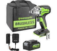 Greenworks GD24IW400K4 Bullonatrice a Impulsi a Batteria, Brushless, 0-2800 giri/min, 0-4000ipm, 400Nm di Coppia, Attacco Quadrato 1/2" (1,27cm), CON Batteria 24V 4Ah e Caricabatterie, Garanzia 3 Anni