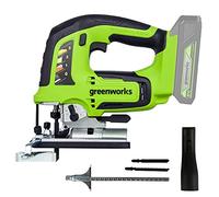 Greenworks GD24JS Seghetto Alternativo a Batteria, 3000 colpi/min., Base Regolabile Fino a 45°, Attacco Aspiratore, SENZA Batteria 24V e Caricabatterie, Garanzia 3 Anni