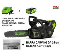 GREENWORKS GD40TCS MOTOSEGA ELETTROSEGA A BATTERIA 40V POTATURA COMPLETA