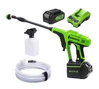 Greenworks Idropulitrice a batteria G24PWK4 (Li-Ion 24V, motore 300 Watt, pressione 24 bar, portata 180 l/h, 5 ugelli spray, tubo di 6 m, con batteria 4Ah e caricatore)