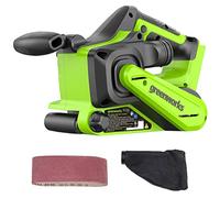Greenworks Kit levigatrice a nastro senza fili senza spazzole da 24 V, 7,6 x 45,7 cm, con sacchetto per la polvere e carta vetrata a grana 60, solo strumento