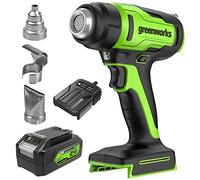 Greenworks Kit pistola termica senza fili da 24 V, batteria da 4,0 Ah e caricabatterie inclusi, strumento ad aria calda, massimo 538 ℃ con 3 ugelli per casa, garage, esterni