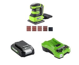 Greenworks Levigatrice orbitale 24V con Batteria 2Ah e Caricabatteria