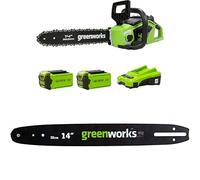 Greenworks Motosega a Batteria con Motore Brushless, Lunghezza Barra 14 Pollice (35cm), 2 Batterie da 40V 2Ah e caricabatterie + Greenworks 35cm Barra