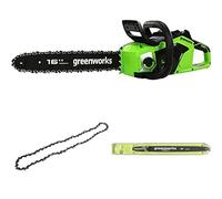 Greenworks Motosega a Batteria con Motore Brushless, Lunghezza Barra 40cm, SENZA Batteria 40V e Caricabatterie + Greenworks 40cm Catena+ Greenworks 40cm Barra