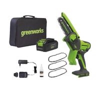 Potatore a batteria GREENWORKS G48MCS10XK2 - mini motosega - 3 CATENE INCLUSE
