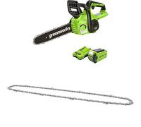Greenworks Motosega a Batteria, Lunghezza Barra 12 Pollice (30cm), Batteria 40V 2Ah e Caricabatterie + GreenWorks 30cm Caten