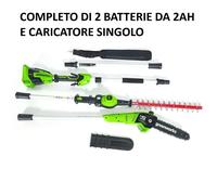 GREENWORKS POTATORE E TAGLIASIEPE GD40PSH CON 2 BATTERIE 2AH E CARICATORE