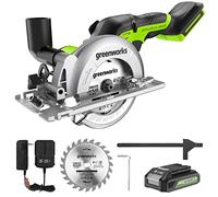 Greenworks Sega circolare manuale da 24 V brushless da 4 - 1/2" (6.500 giri/min), batteria da 2.0 Ah e caricatore inclusi