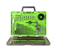 Greenworks Set di 60 punte di perforazione e guida in ossido nero con custodia modulare per legno, metallo, plastica e muratura, 3 volte più lunga durata, 135 ° punto diviso, fresato con precisione