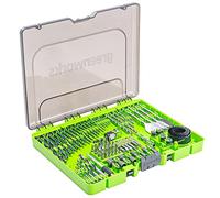 Greenworks Set di 90 punte per trapano e guida in ossido nero con custodia modulare per legno, metallo, plastica e muratura, durata 3 volte più lunga, punto di divisione di 135°, fresate di precisione