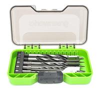 Greenworks set punte per trapani legno per trapano elettrico e avvitatore, 11 pezzi, 1/4'' hex shank, valigetta in plastica modellata