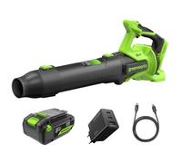 Greenworks Soffiatore 24V Premium Brushless, 14,58 m³/min, 209 km/h, Tecnologia QUIETFORCE, con Batteria USB 4Ah e Caricatore USB-C 65W BL24515A2