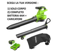 GREENWORKS SOFFIATORE ASPIRATORE GD40BVII BATTERIA 40 VOLT SCEGLI LA VERSIONE
