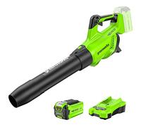 Greenworks Tools Greenworks 40V Soffiatore a Batteria, Velocità dell'aria 193,1 km/h, Volume d'aria 14,2 m³/min, Velocità Infinitamente Variabile(con 2Ah Batteria e Caricatore)