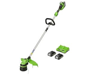 Greenworks Tools Tagliabordi A Batteria 48 V, 2 X 24 V, Taglio 33 Cm, Con Due Batterie 2Ah E Caricatore, Nero Verde