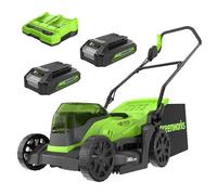 Greenworks Tosaerba a Batteria Li-Ion 48V (24V x 2) Taglio 36cm fino a 200m2, Cesto 40L, Altezza Taglio 5 livelli, Due Batterie 2 x 24V 2Ah e Caricatore ，GD24X2LM36K2x