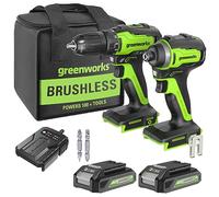 Greenworks Trapano Avvitatore a Batteria da 24V 35 Nm, Avvitatore a impulsi da 220 Nm, con 2 Batterie agli ioni di litio da 2 Ah, 1 caricatore