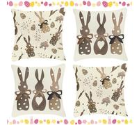 GreenYeah 4PCS Federa per Cuscino Pasquale, Federe per Cuscini Coniglietto, Federa per Cuscino Pasquale a Tre Conigli, Federe per Cuscini con Coniglietto Pasquale per Interni, Divano, Letto, Soggiorno